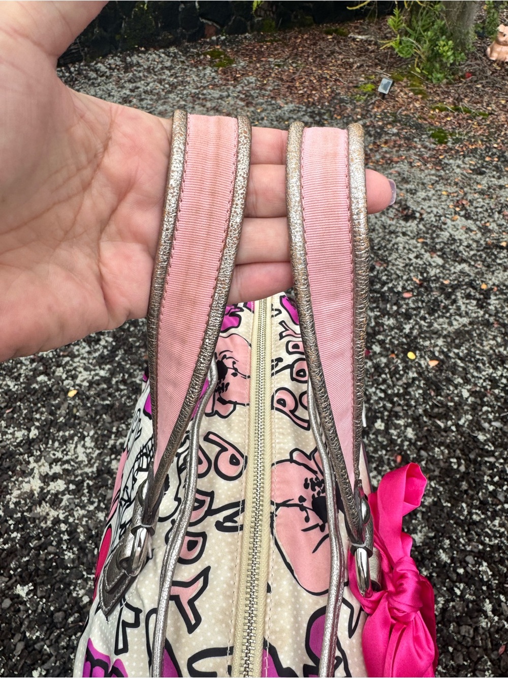 Coach Poppy Glam Floral Graffiti Satchel Crossbody Bag Pink Silver K1077-16308 - Picture 4 of 17